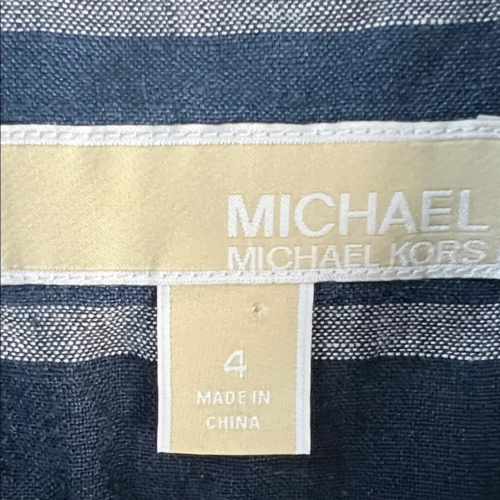 Michael Kors Navy Striped Midi Dress